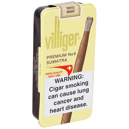 VILLIGER PREMIUM NO.6 CIGARS - Sumatra - 3 3/4 x 23, Pack of 10