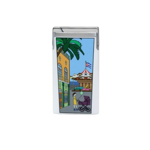ELIE BLEU J-15 CASA CUBANA COLLECTION CIGAR LIGHTER - Carousel White Lacquer
