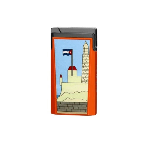 ELIE BLEU J-15 CASA CUBANA COLLECTION CIGAR LIGHTER - Orange Lacquer/ Black IP