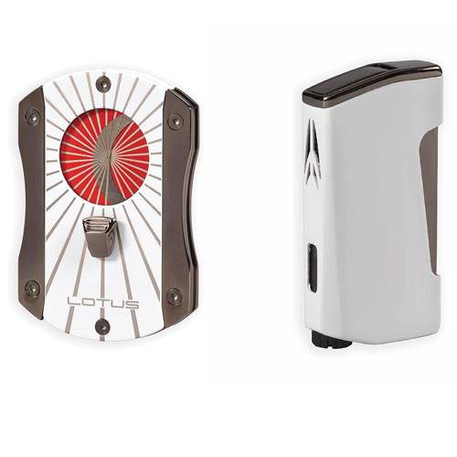 LOTUS LIGHTER & CUTTER CHROMA TWIN & DECEPTION GIFT SET - White