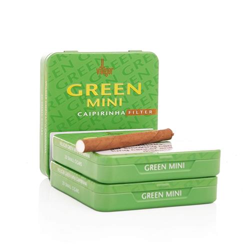 VILLIGER MINI COLORLINE CIGARS - Green Caipirinha - 3 3/16 x 21, Pack of 20