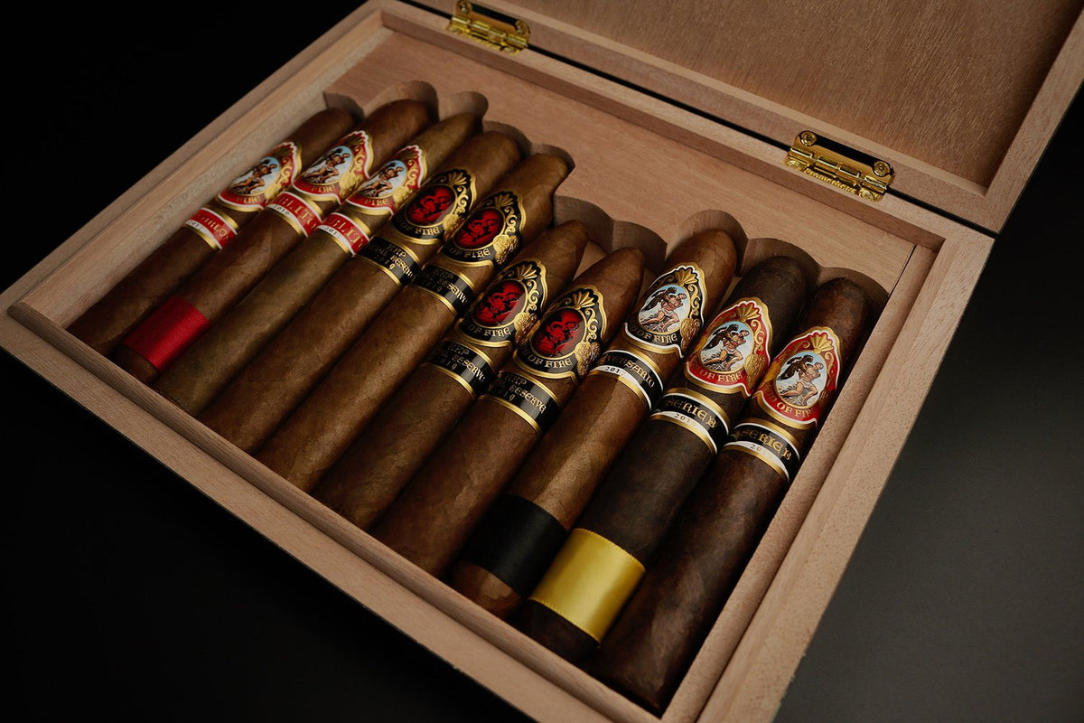 GOD OF FIRE KKP SPECIAL RESERVE 10 - CIGAR ASSORTMENT - Macassar Ebony Travel Humidor - cigar13