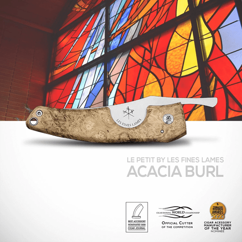 LES FINES LAMES LE PETIT CIGAR KNIFE - Acacia Burl - cigar13