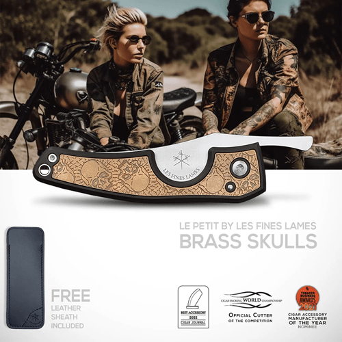 LES FINES LAMES LE PETIT CIGAR KNIFE - Brass Skulls - cigar13