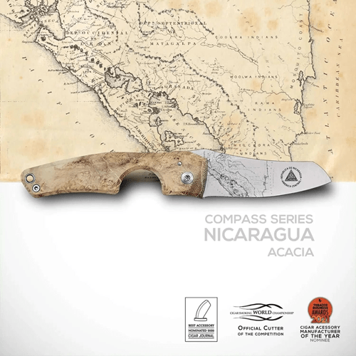 LES FINES LAMES LE PETIT CIGAR KNIFE - Compass Nica Acacia Burl - cigar13