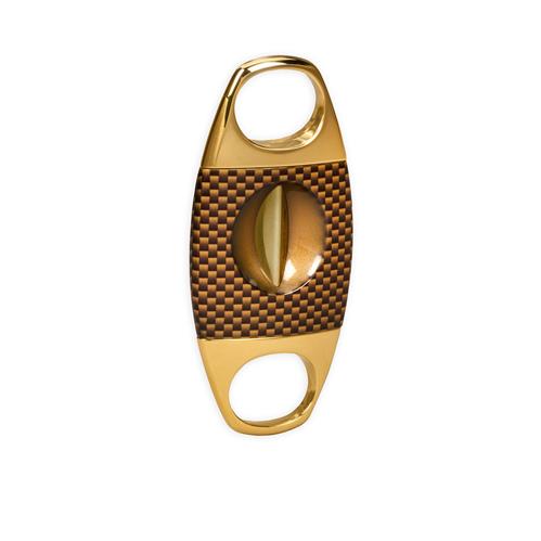 LOTUS CUTTER JAWS SERRATED V - CUTTER - Gold Carbon Fiber & Polished Gold - cigar13