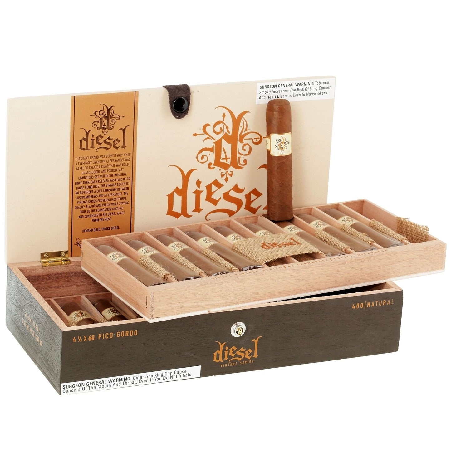 Nub Diesel Vintage Series Natural Nub 4 1/2" x 60 - cigar13