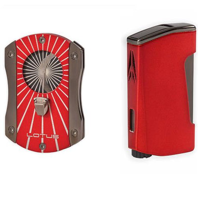 LOTUS LIGHTER & CUTTER CHROMA TWIN & DECEPTION GIFT SET - Red