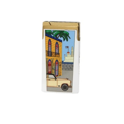 ELIE BLEU J-15 CASA CUBANA COLLECTION CIGAR LIGHTER - White Lacquer/ Gold IP