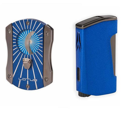 LOTUS LIGHTER & CUTTER CHROMA TWIN & DECEPTION GIFT SET - Blue