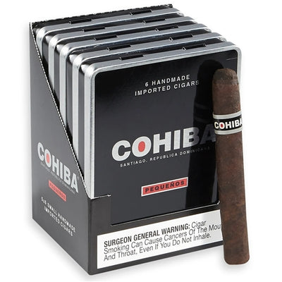 COHIBA BLACK CIGARS - Pequeno - 4 3/16 x 36, 5 Tins of 6