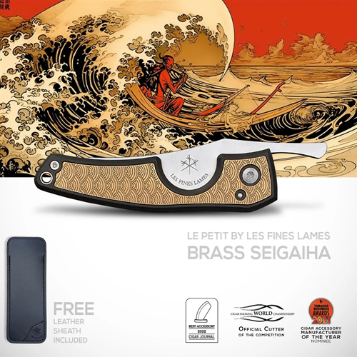 LES FINES LAMES LE PETIT CIGAR KNIFE - Brass Seigaiha