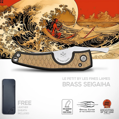 LES FINES LAMES LE PETIT CIGAR KNIFE - Brass Seigaiha