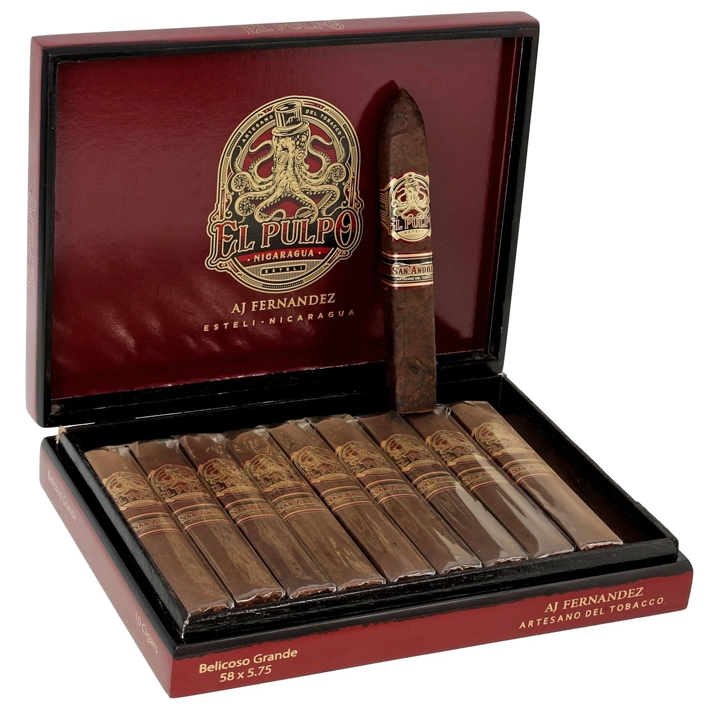 Artesano del Tobacco El Pulpo by Artesano del Tobacco Belicoso Grande Bo x - Pressed 5 3/4" x 58 - cigar13