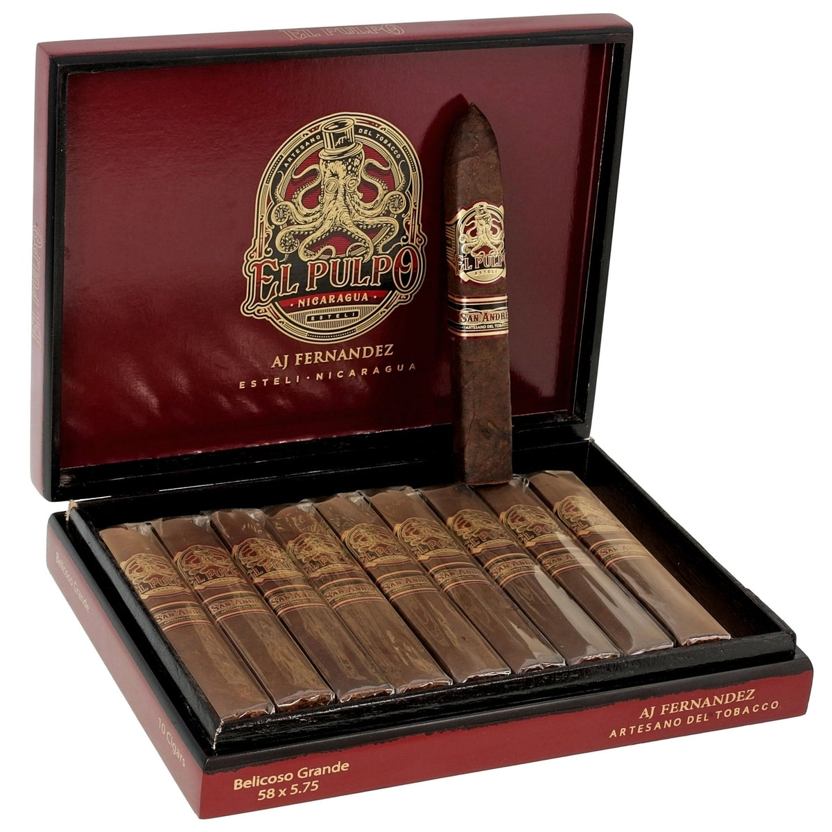 Artesano del Tobacco El Pulpo by Artesano del Tobacco Belicoso Grande Bo x - Pressed 5 3/4" x 58 - cigar13