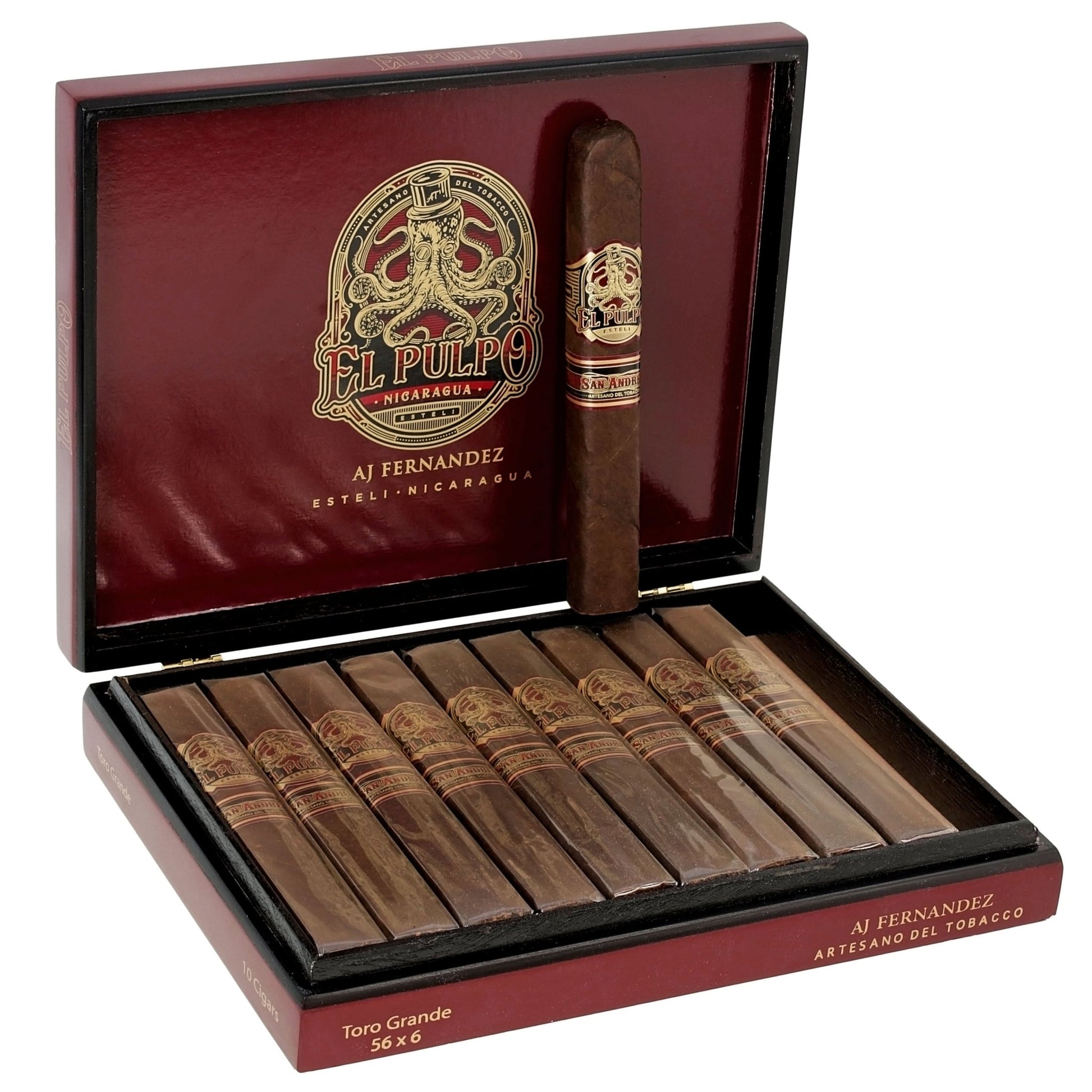 Artesano del Tobacco El Pulpo by Artesano del Tobacco Toro Grande Bo x - Pressed 6" x 56 - cigar13