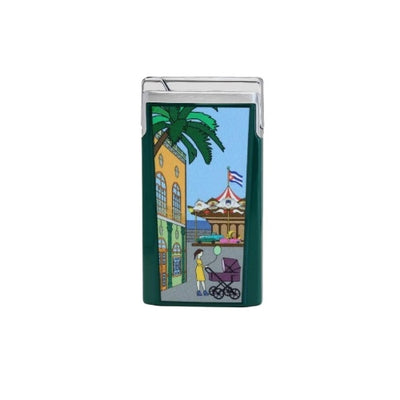 ELIE BLEU J-15 CASA CUBANA COLLECTION CIGAR LIGHTER - Carousel Green Lacquer
