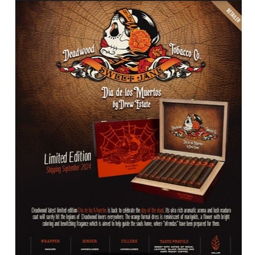Deadwood Sweet Jane Dia De Los Muertos - Toro - 6 X 50 Box Pressed - cigar13