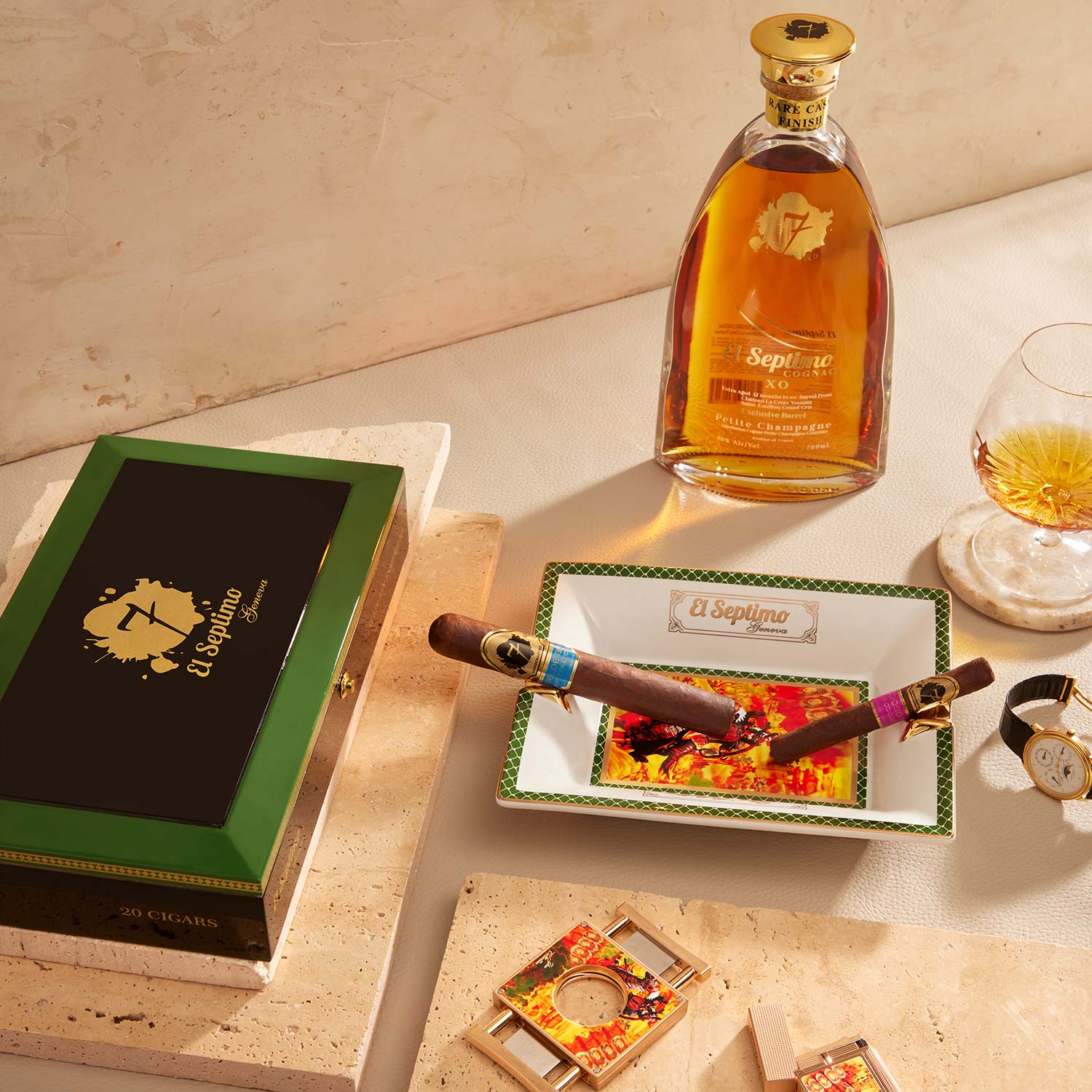 El Septimo Large King Sargon Limited Edition Filled Humidor (White Ebony) - cigar13