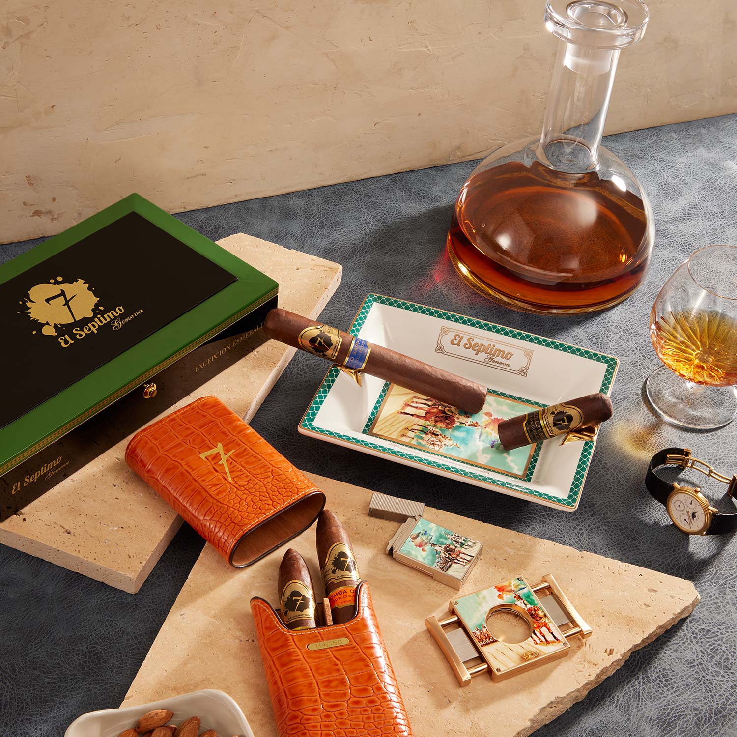 El Septimo Large King Sargon Limited Edition Filled Humidor (White Ebony) - cigar13