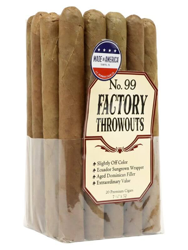 FACTORY THROWOUTS CIGARS - No. 99 - 7.25x52 - Bundle/20, Natural