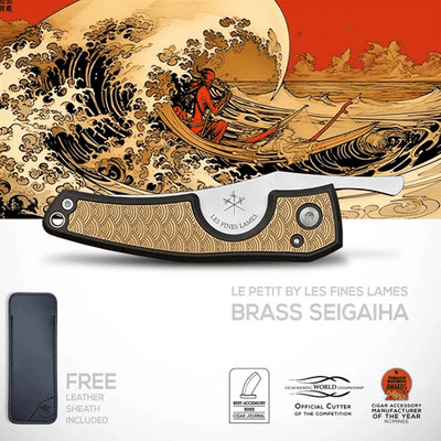 LES FINES LAMES LE PETIT CIGAR KNIFE - Brass Seigaiha