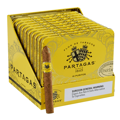 PARTAGAS CIGARS - Puritos - 4 3/16 x 32, 10 Tins of 10